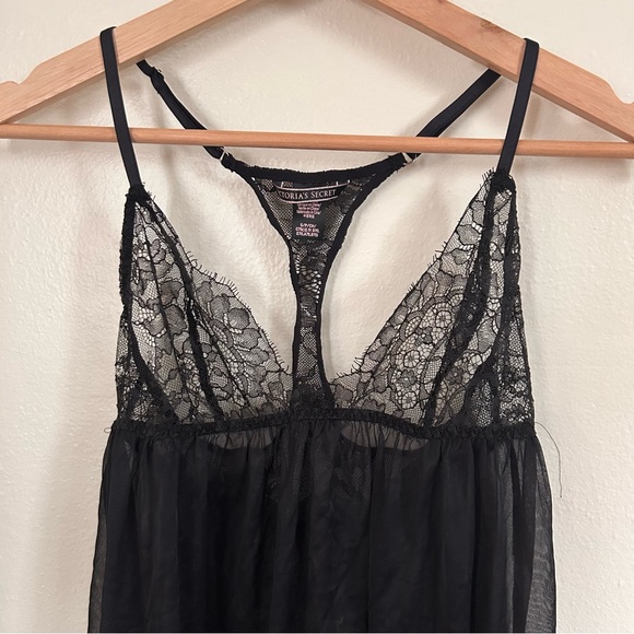 Victoria's Secret Baby Doll Black Sheer Lingerie Small - Picture 3 of 7